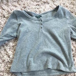 Long Sleeve Crop Top with Buttons
